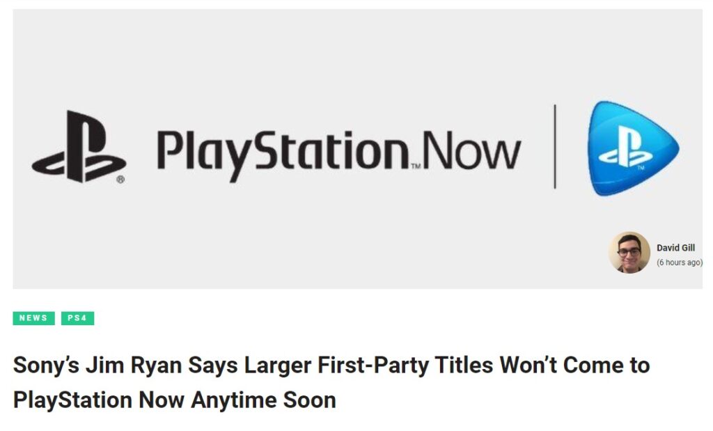 索尼：很多第一方大作不会很快出现在PlayStation Now上