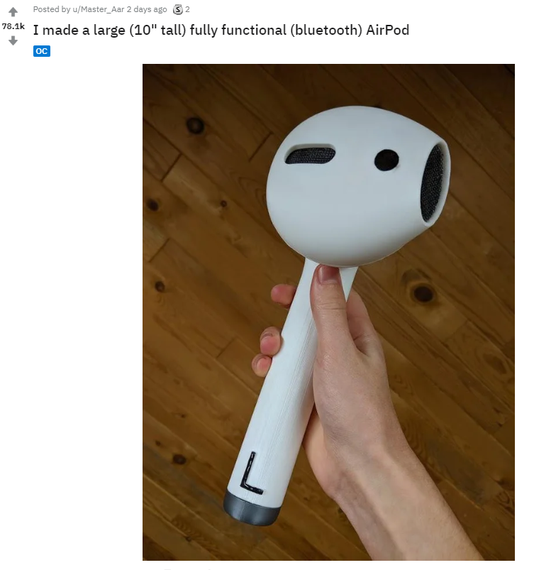 吹风机?国外大神自制各项功能齐全巨型AirPods